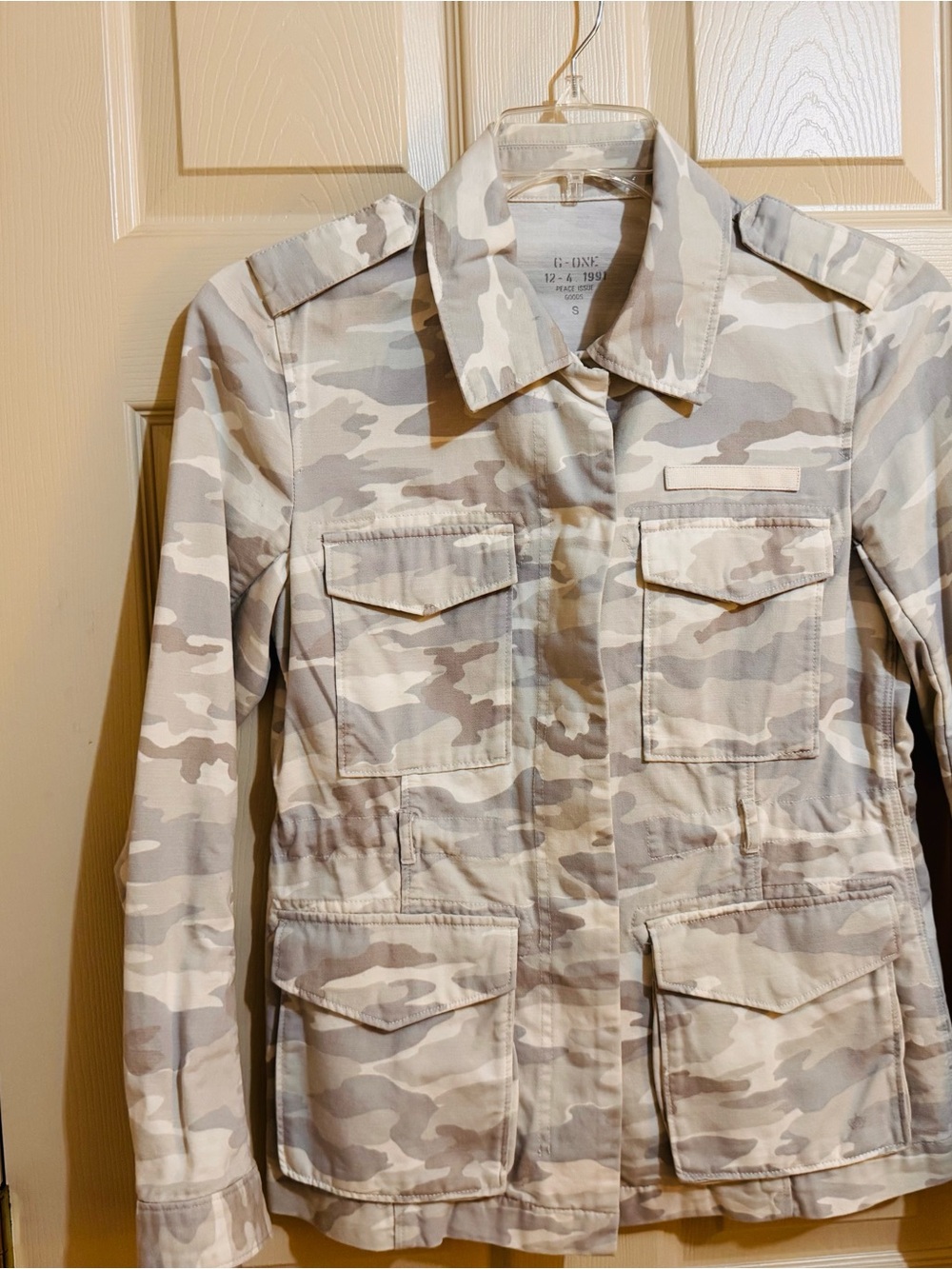 Y2K G-ONE Women’s Light Grey Camo Military Utility Jacket Size S - Streetwear